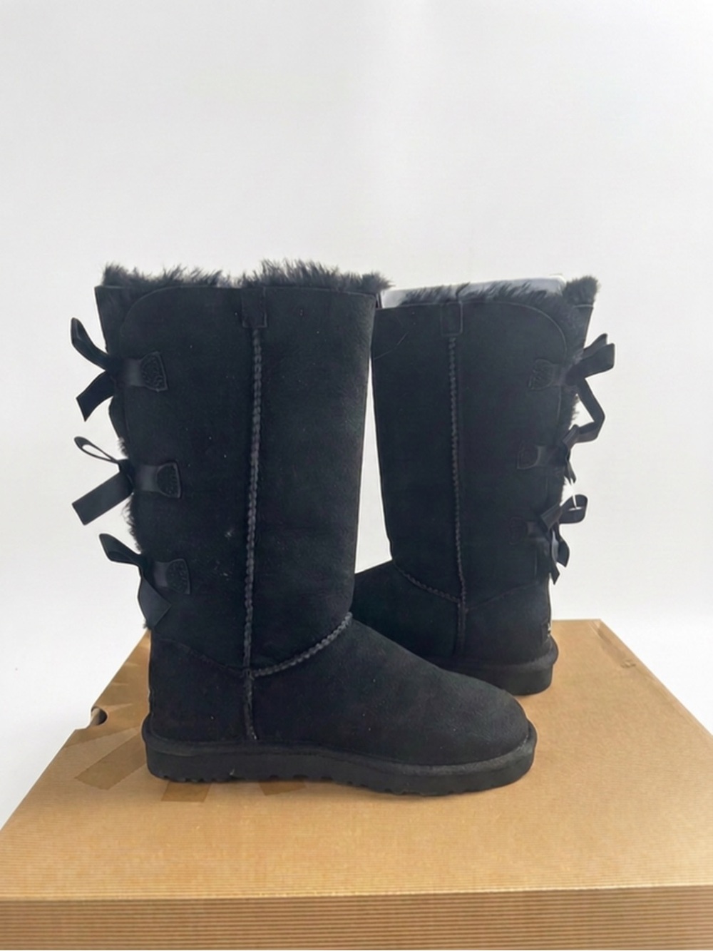 UGG Black Tall Bow-Back Bailey Winter Boots